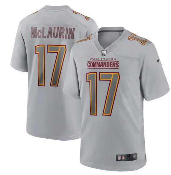 Mens Washington Commanders #17 Terry McLaurin Gray Atmosphere Fashion Stitched Game Jersey Dzhi